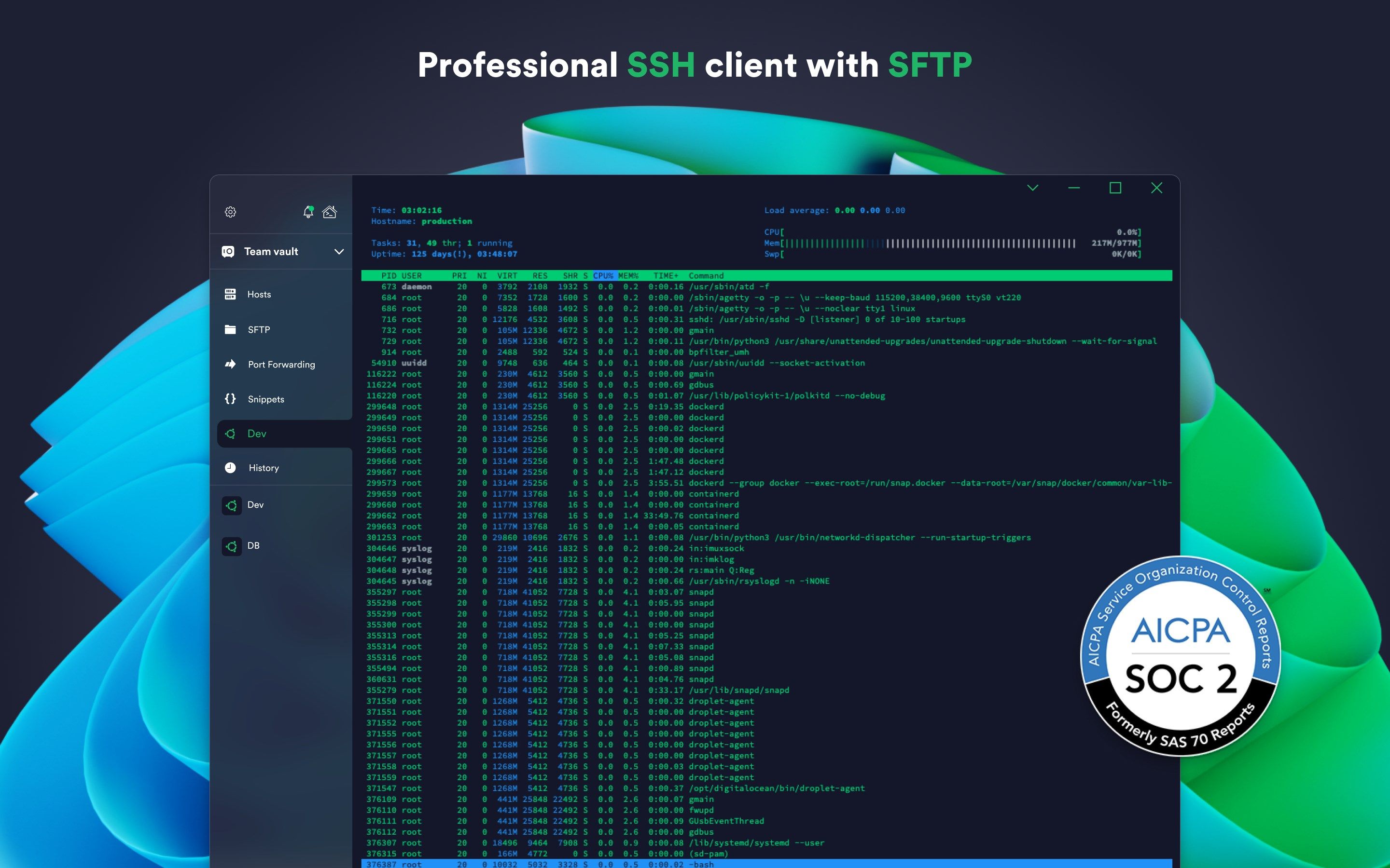 Professional SSH client with SFTP