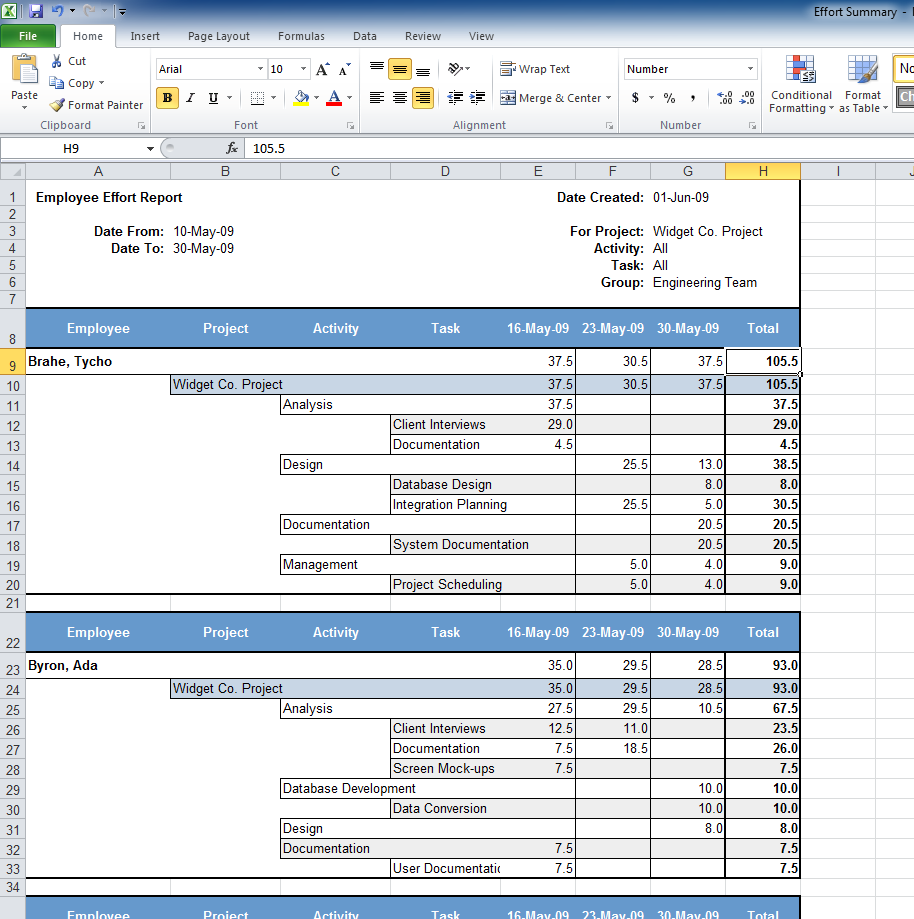 Create reports in Microsoft Excel