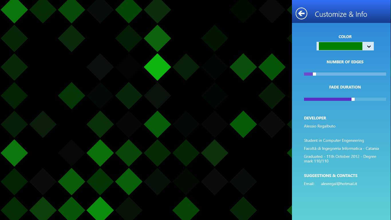 Change of shape and set green color for all the squares