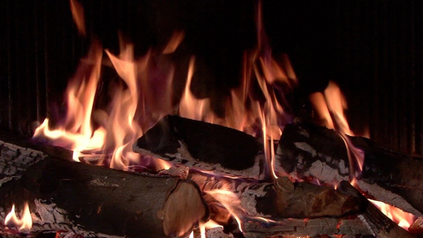 Log wood fireplace