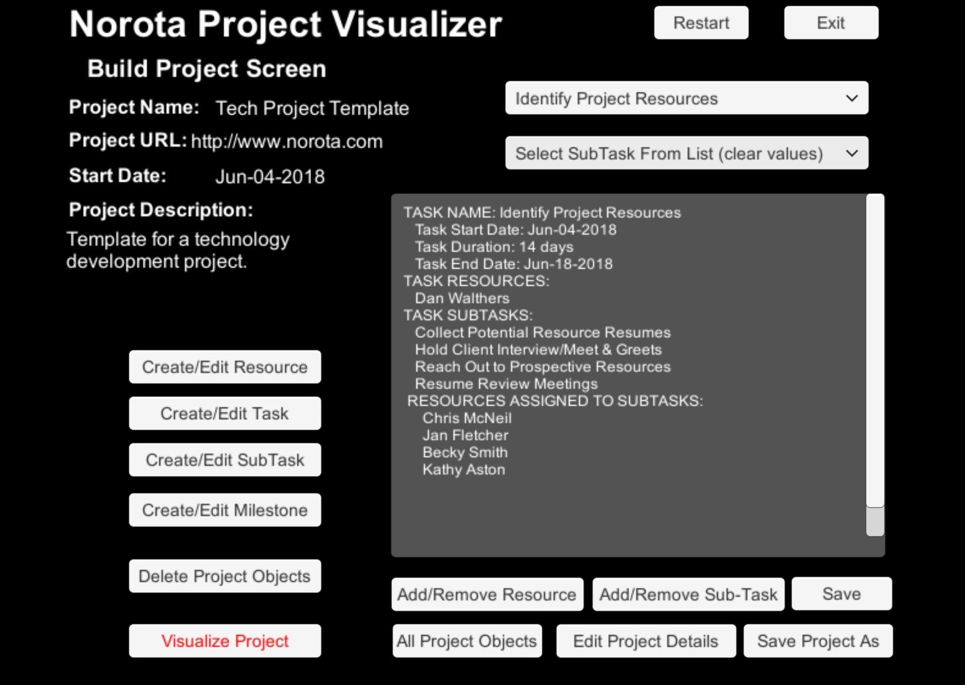 Quickly add subtasks and resources to tasks to build out the project visualization.