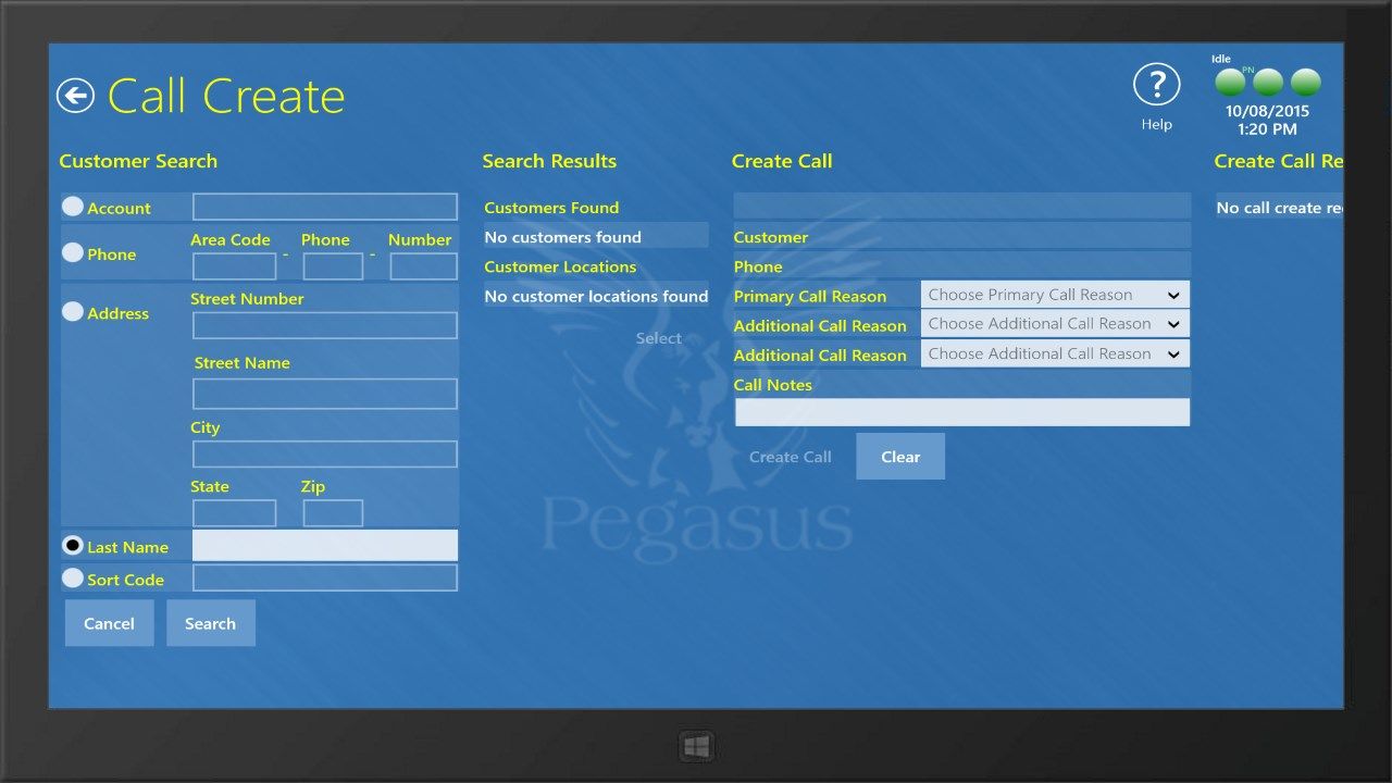 Call Create screen in tablet view.