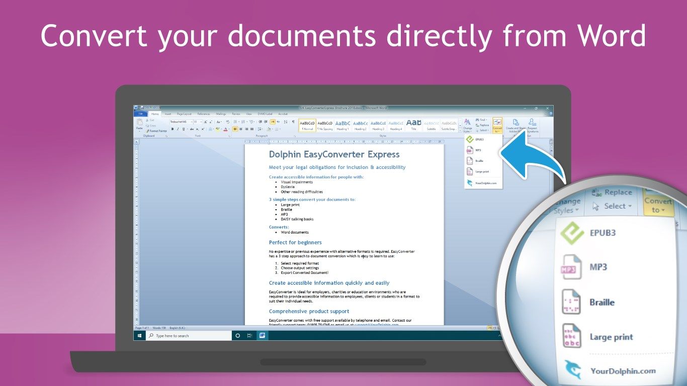 Convert Word documents directly from Word