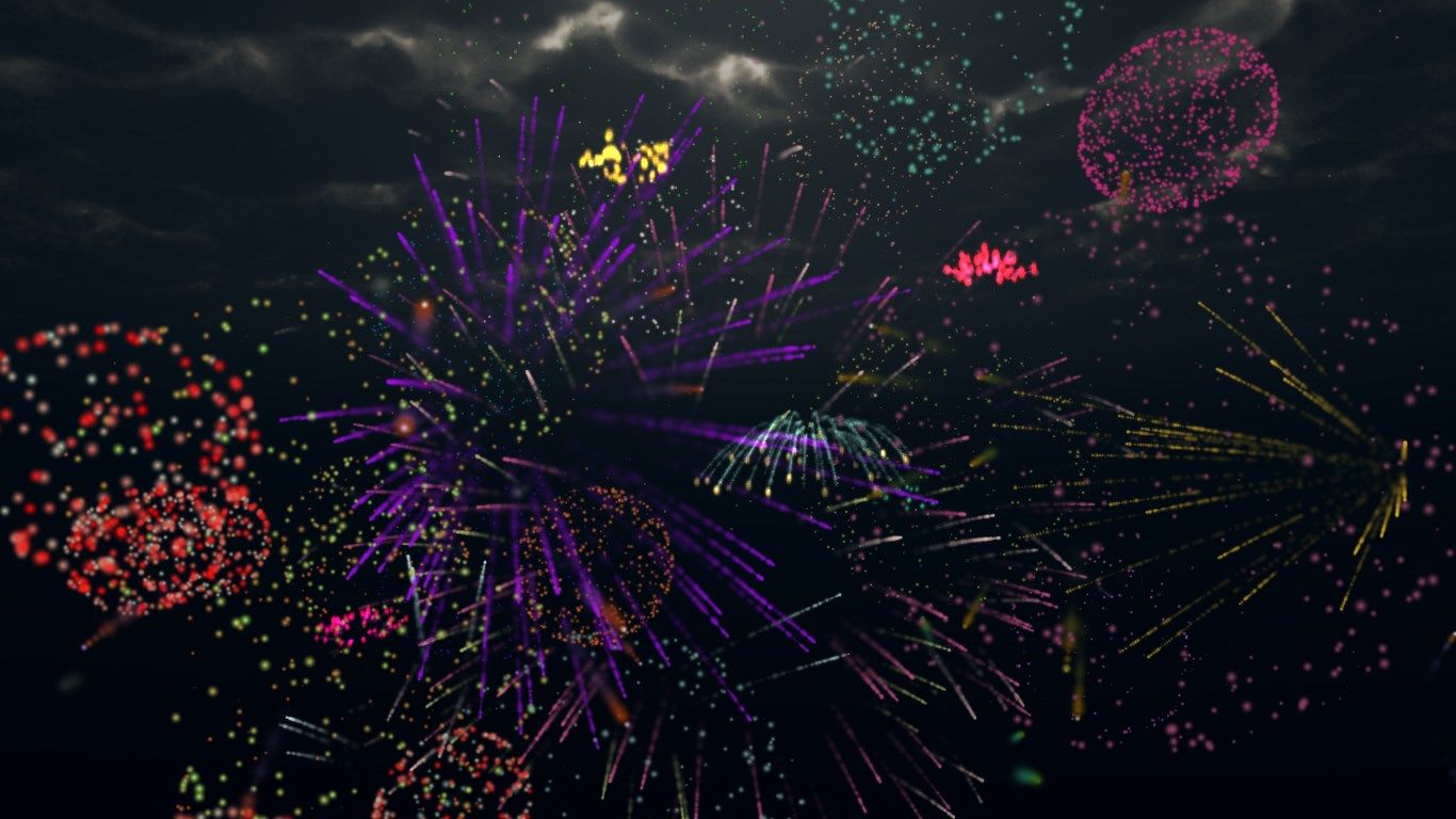 Drag your finger (or click and drag) to set off lots of fireworks at once!
