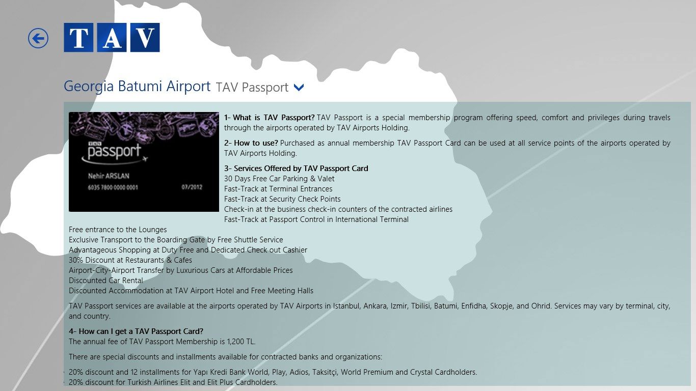 If you want to get more information about TAV Services you can check TAV Services section.