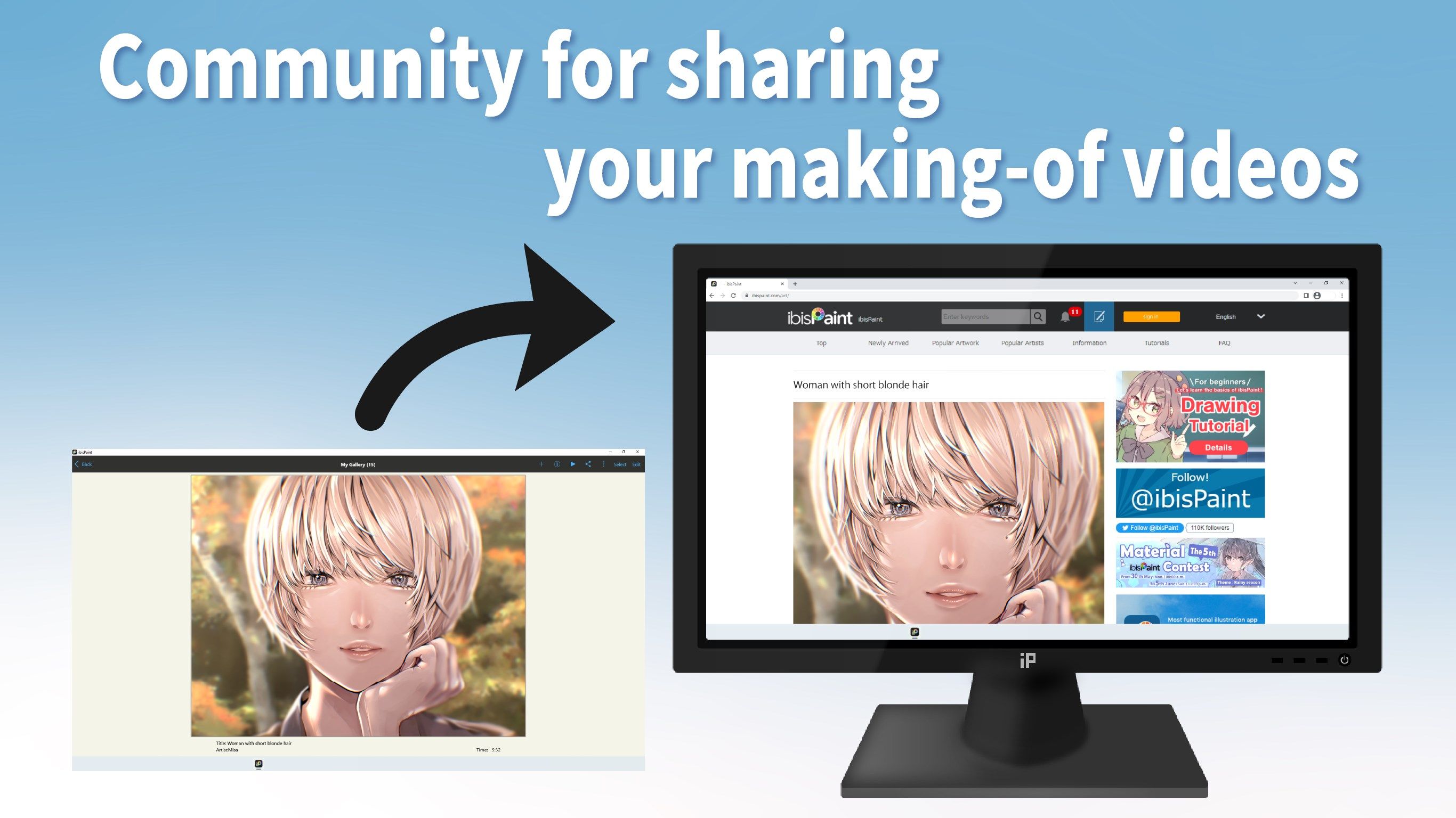 Share your own illustrations! Not just a still illustration, you can also post time-lapse video to community!.
Share and communicate with people from all over the world!
