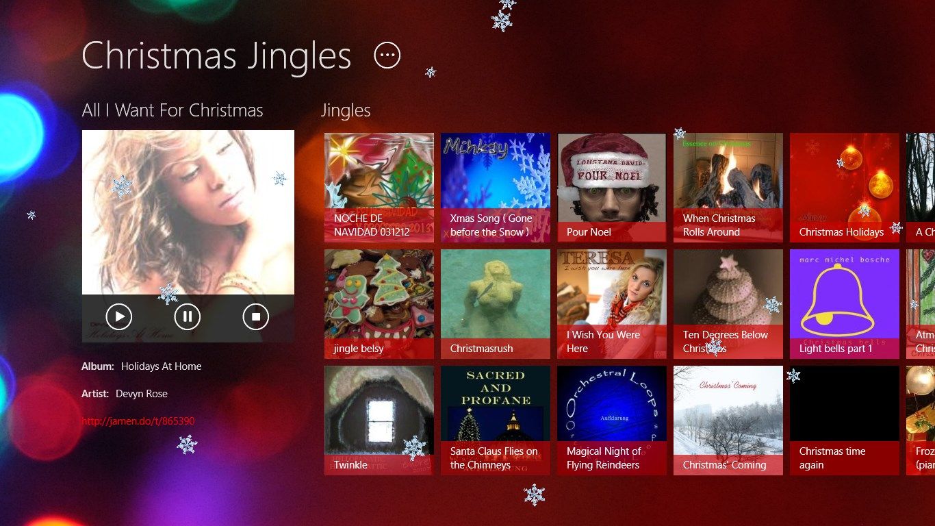 Select your favorite jingle to listen it, or press "more" button to update list with more jingles.