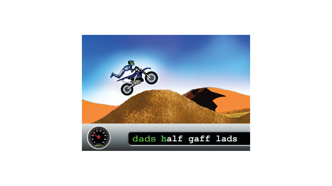 Keep your fingers on the keyboard as you move your motorcycle across the desert.
