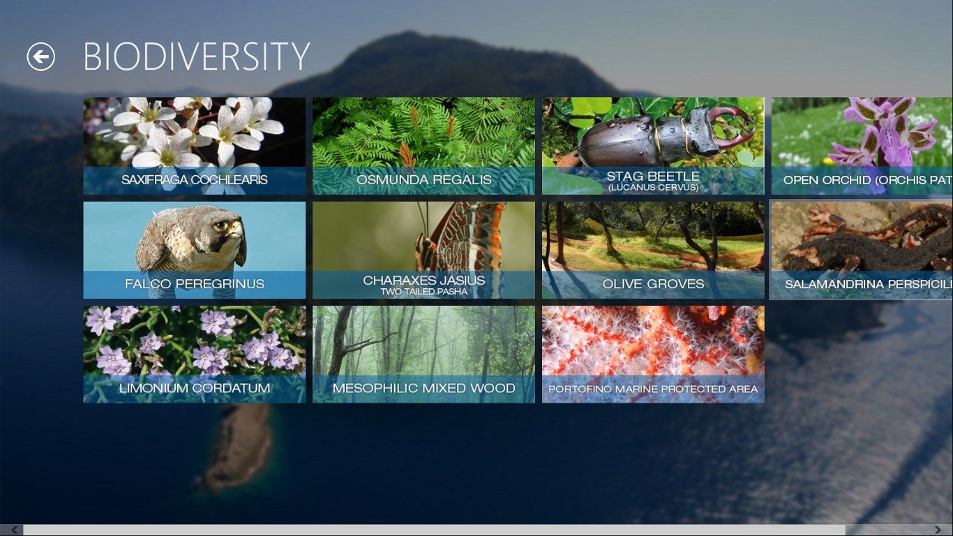 Detail screen of the Biodiversity category