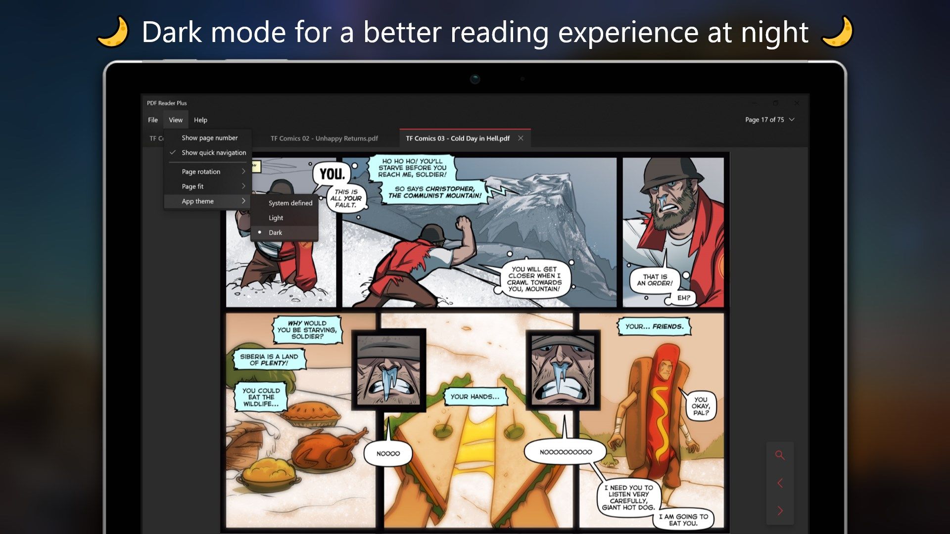 Dark mode for a better reading experience at night