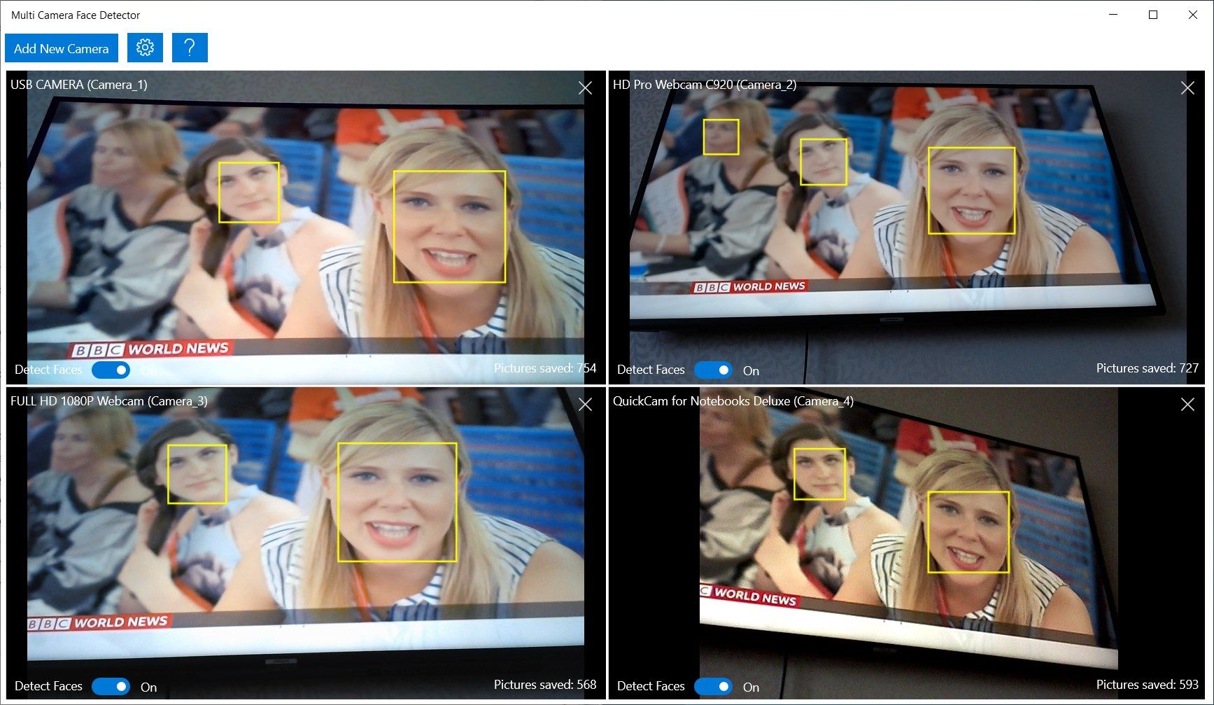 Multi Webcam Face Detector