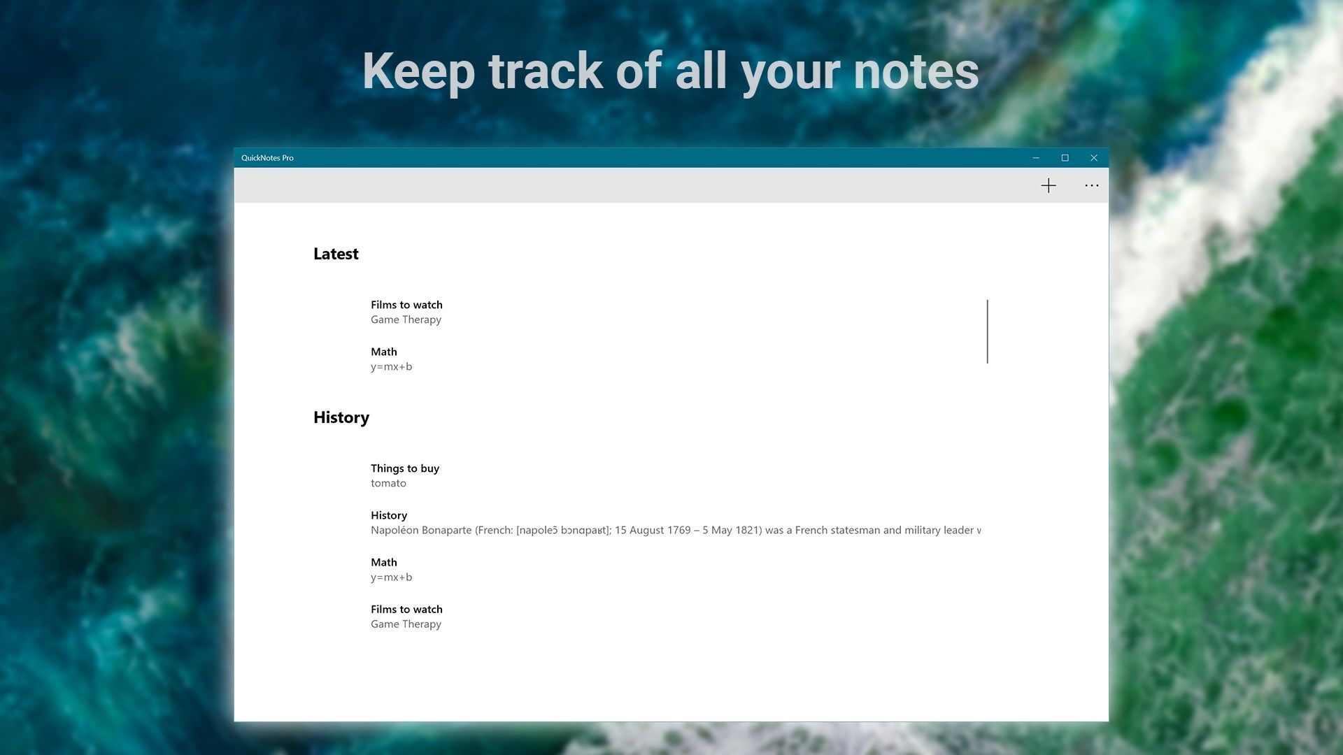 keep track of all your notes!