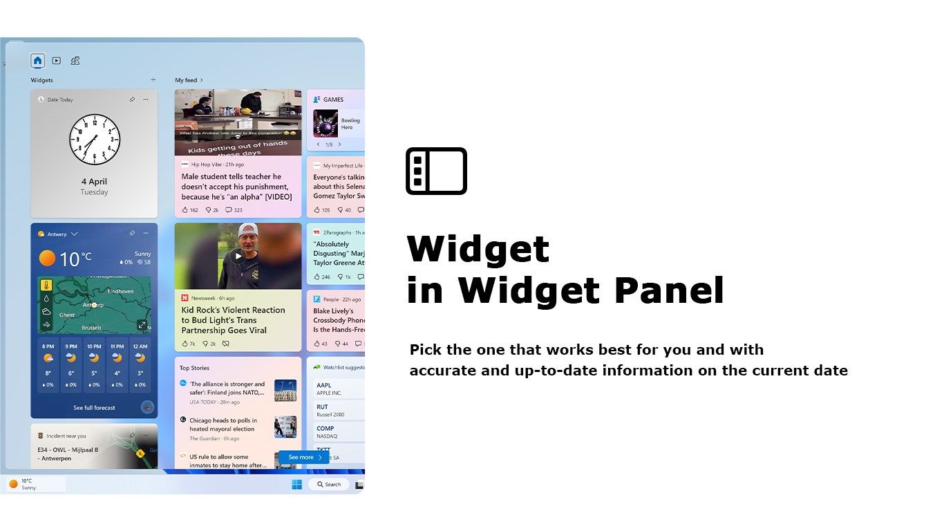 Date Today widget in the Windows 11 widget panel