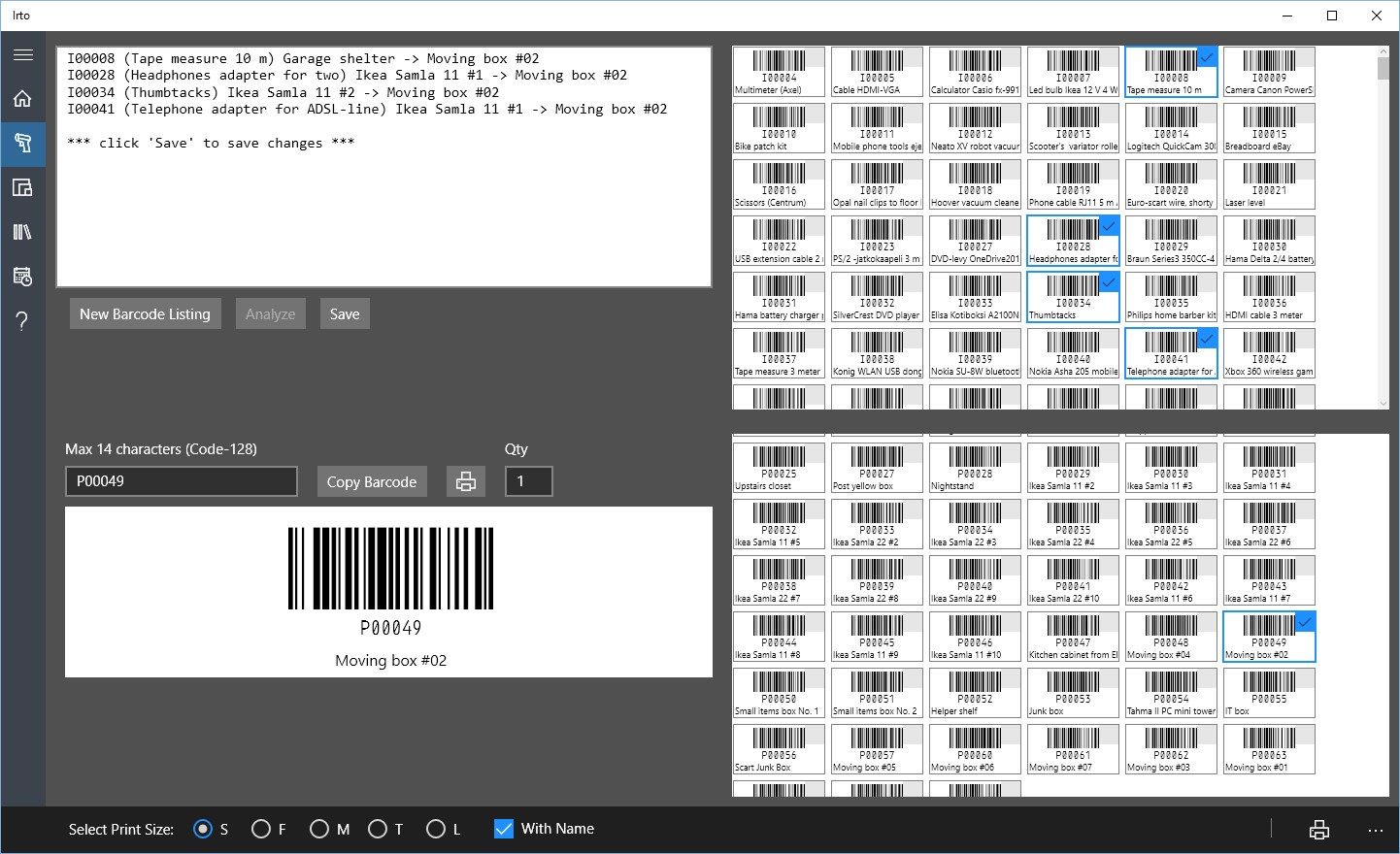 Barcodes view
