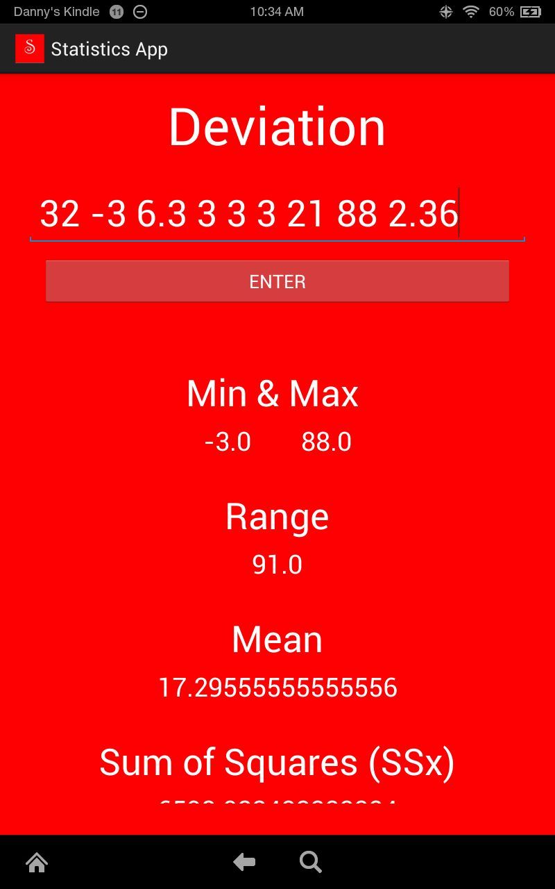 Statistic Calculator App
