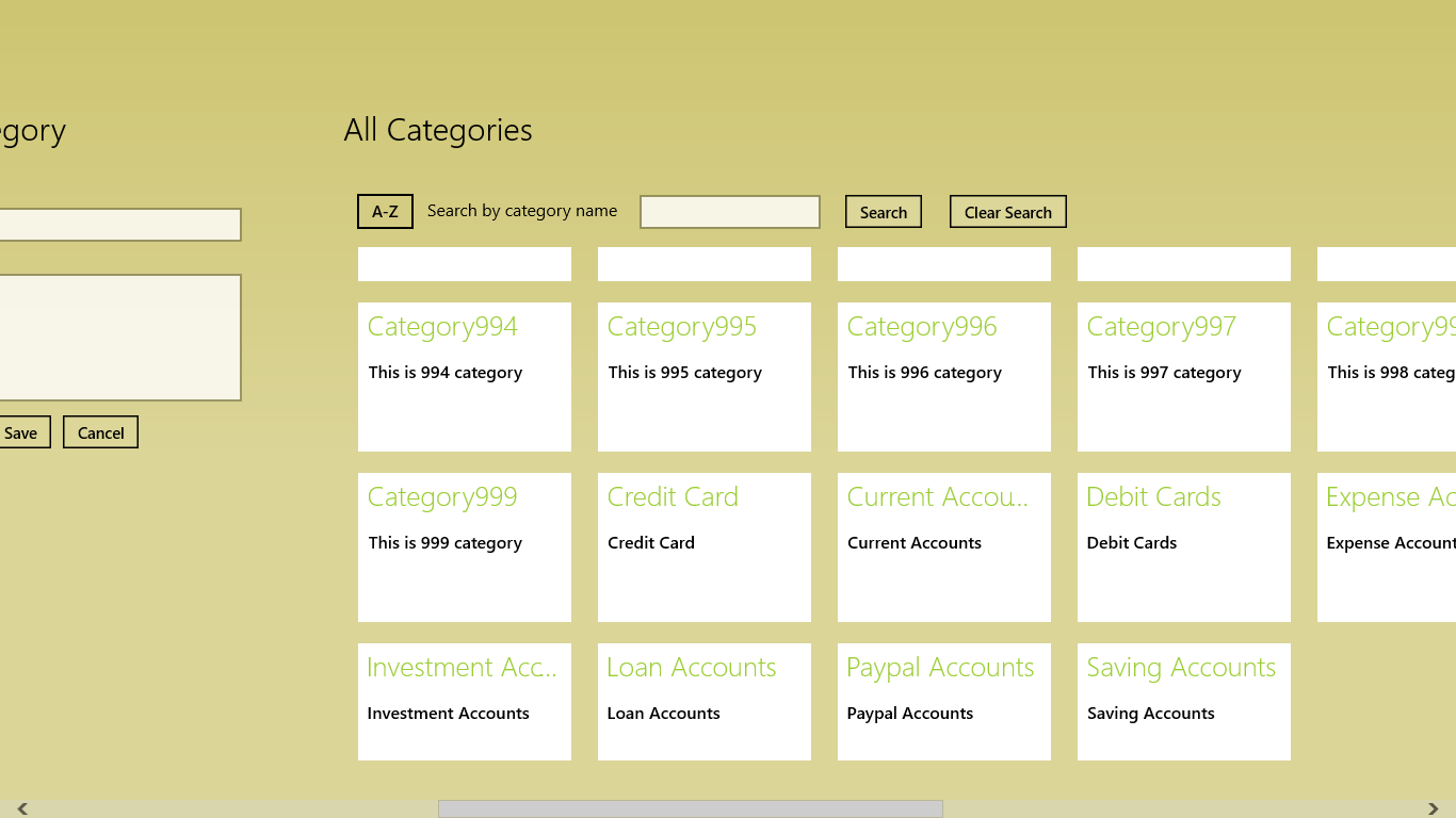 Account categories to organize similar kind of accounts