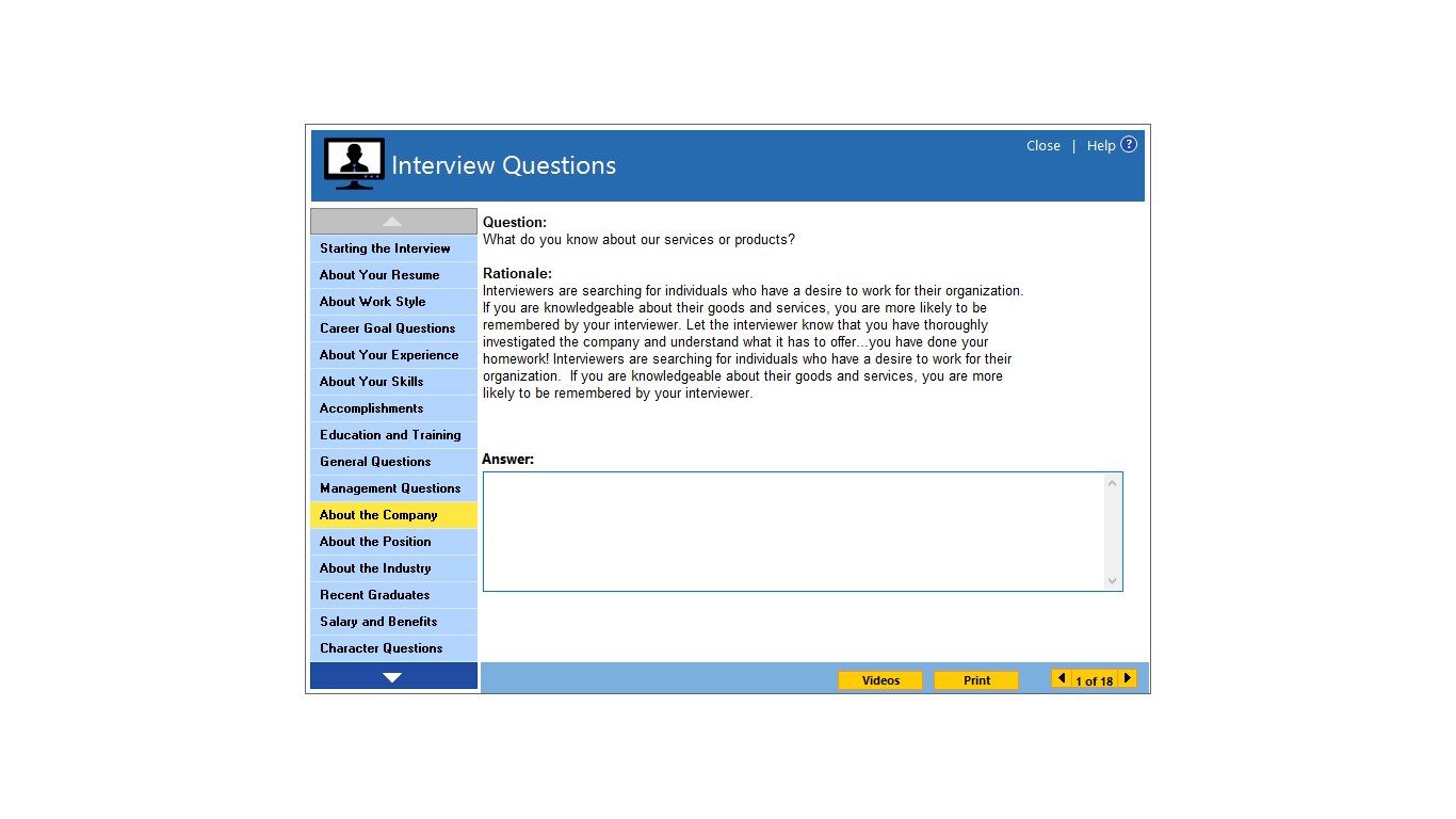 ResumeMaker includes over 500 interview questions and answers.