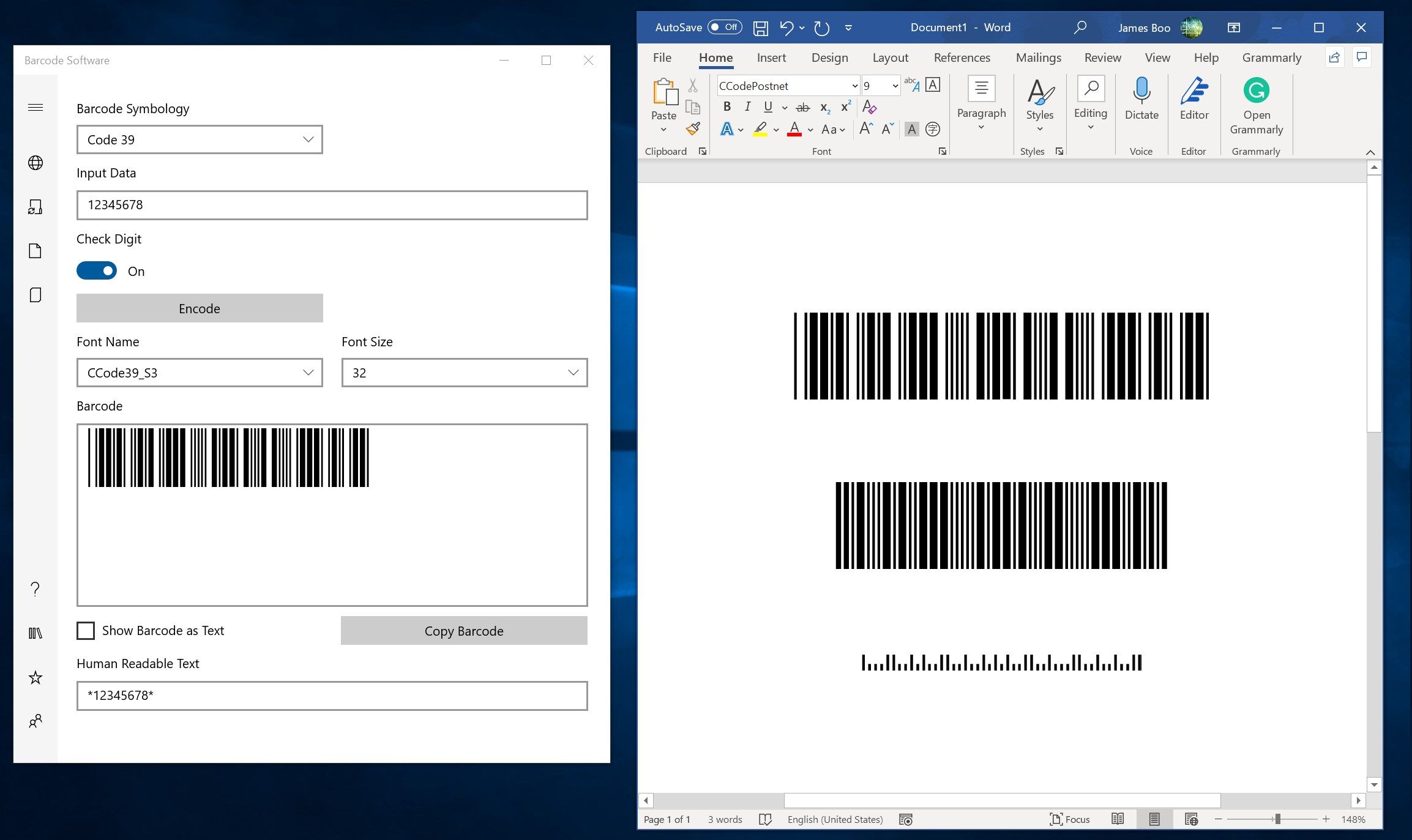 Barcodes in Word