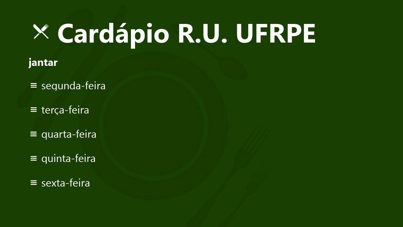 Cardápio R.U. UFRPE