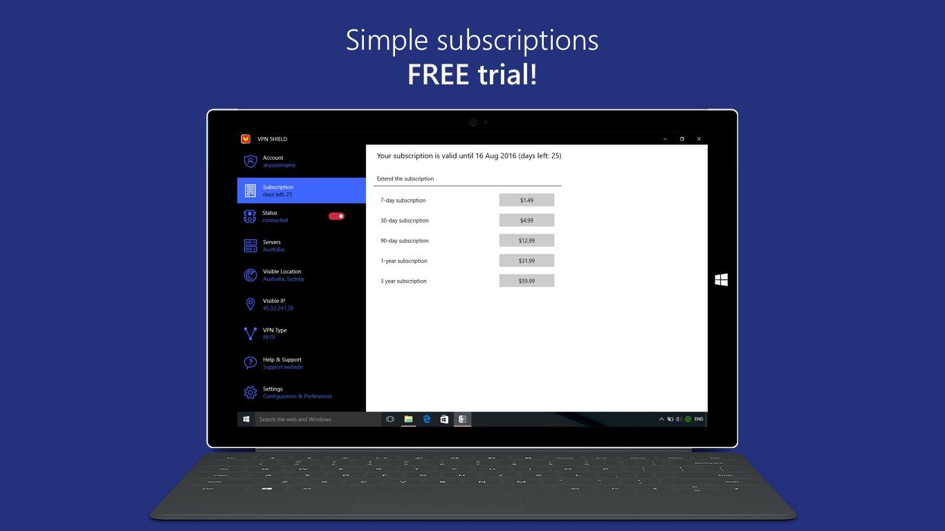 Simple Subscription with FREE TRIAL