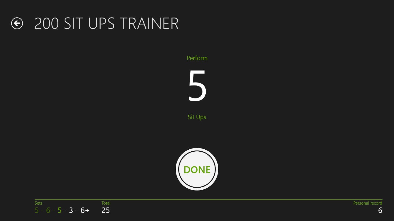 Training page that tells you how many sit ups you have to do.