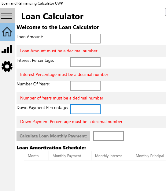 Loan Calculation Validations