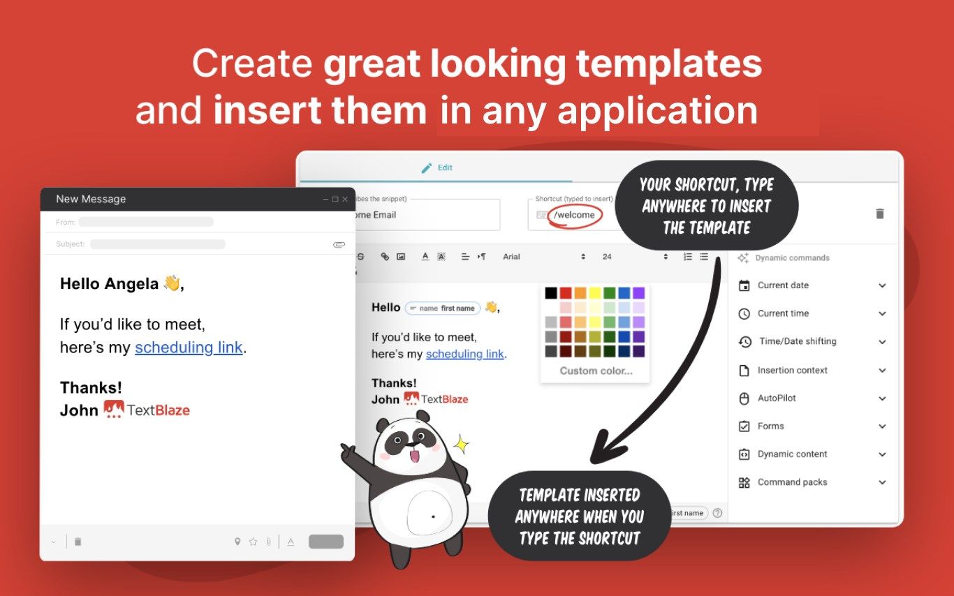 Create great-looking templates and insert them in any application