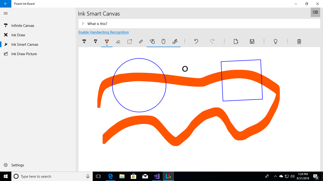 Smart canvas helps to recognize shapes and text