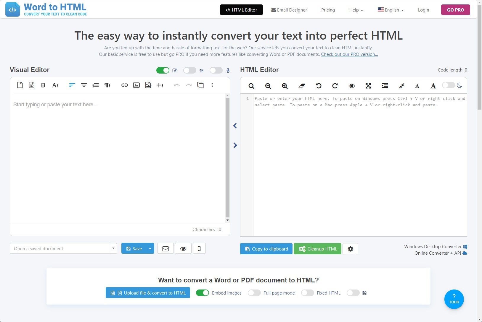 Word to HTML online document converter