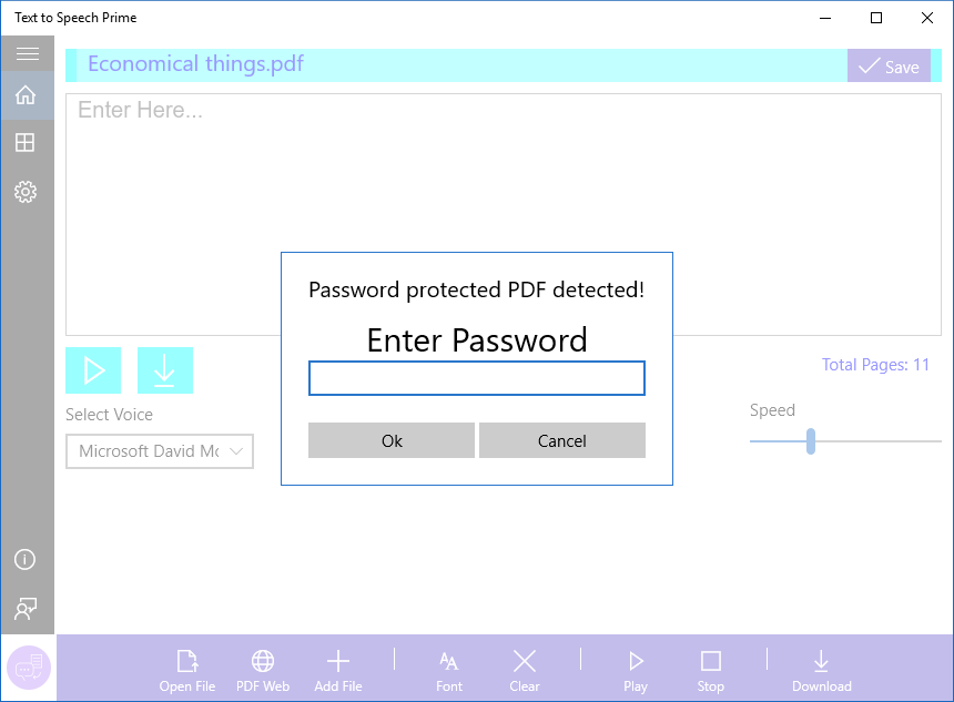 Open password protected PDF files with ease.