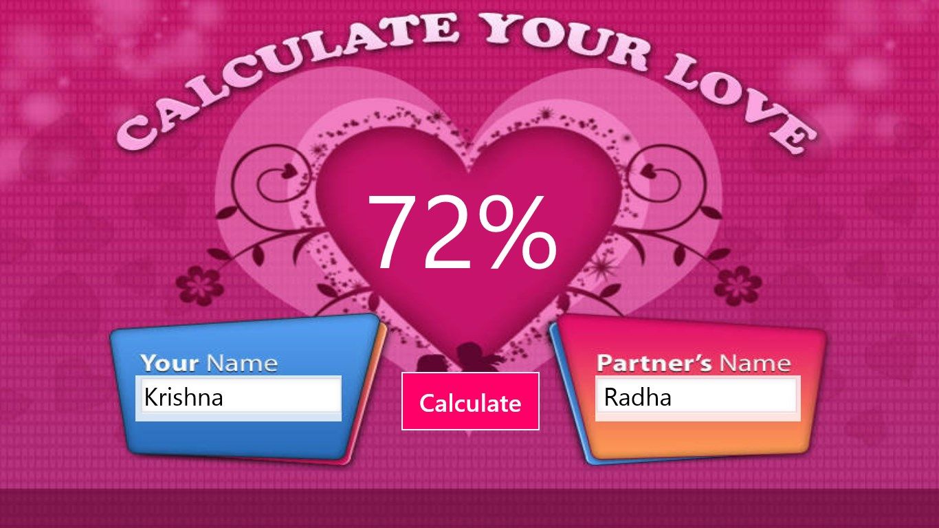 Enter your and your partner's name and click Calculate.