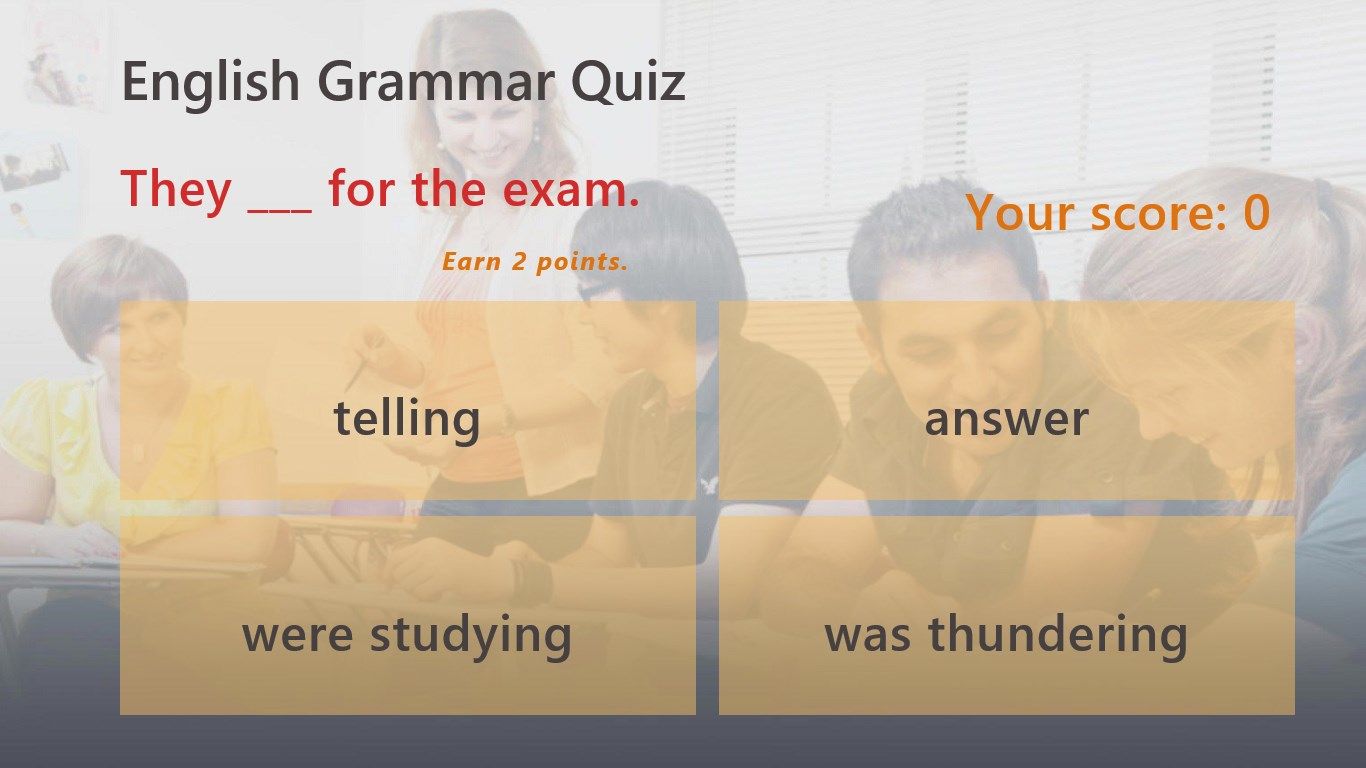 While Playing grammar Quiz 1