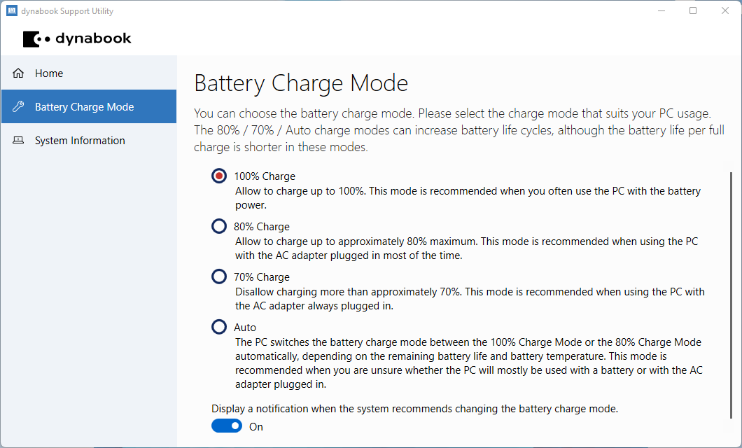 Battery Charge Mode