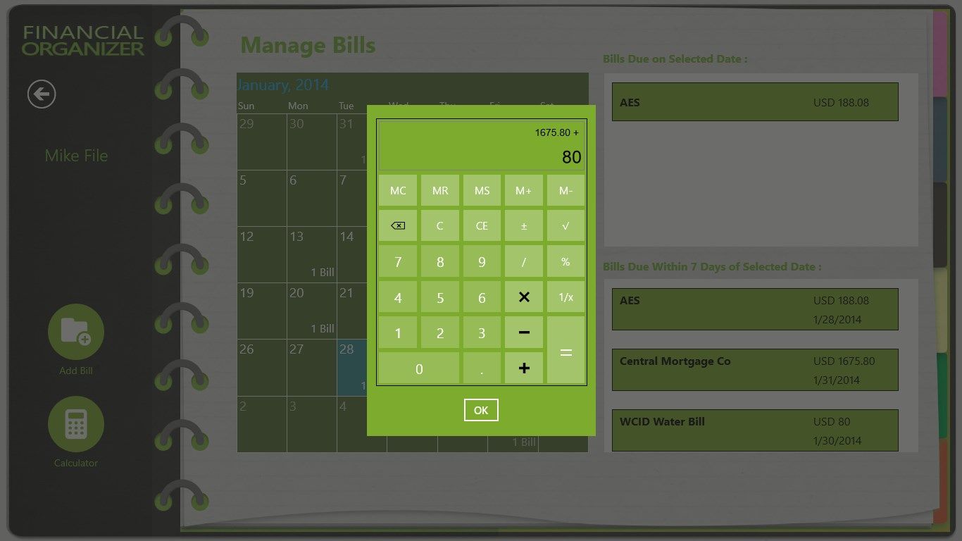 Built-in calculator