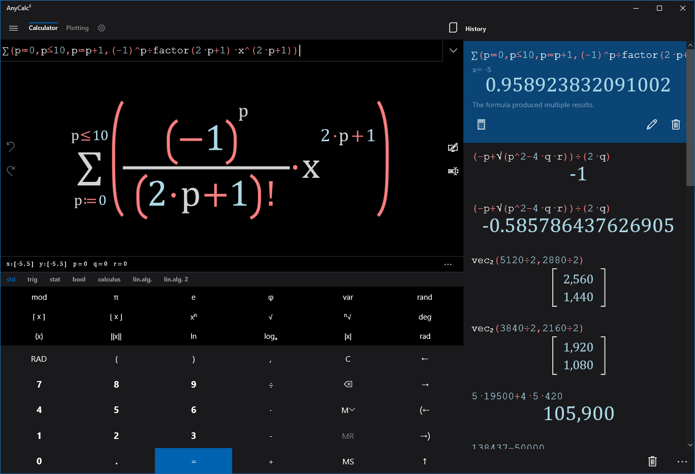 Scientific Calculator - advanced editing and formula visualization