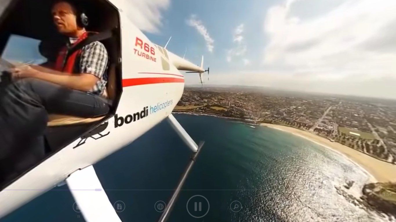 Watch a helicopter pilot by controlling the video camera.