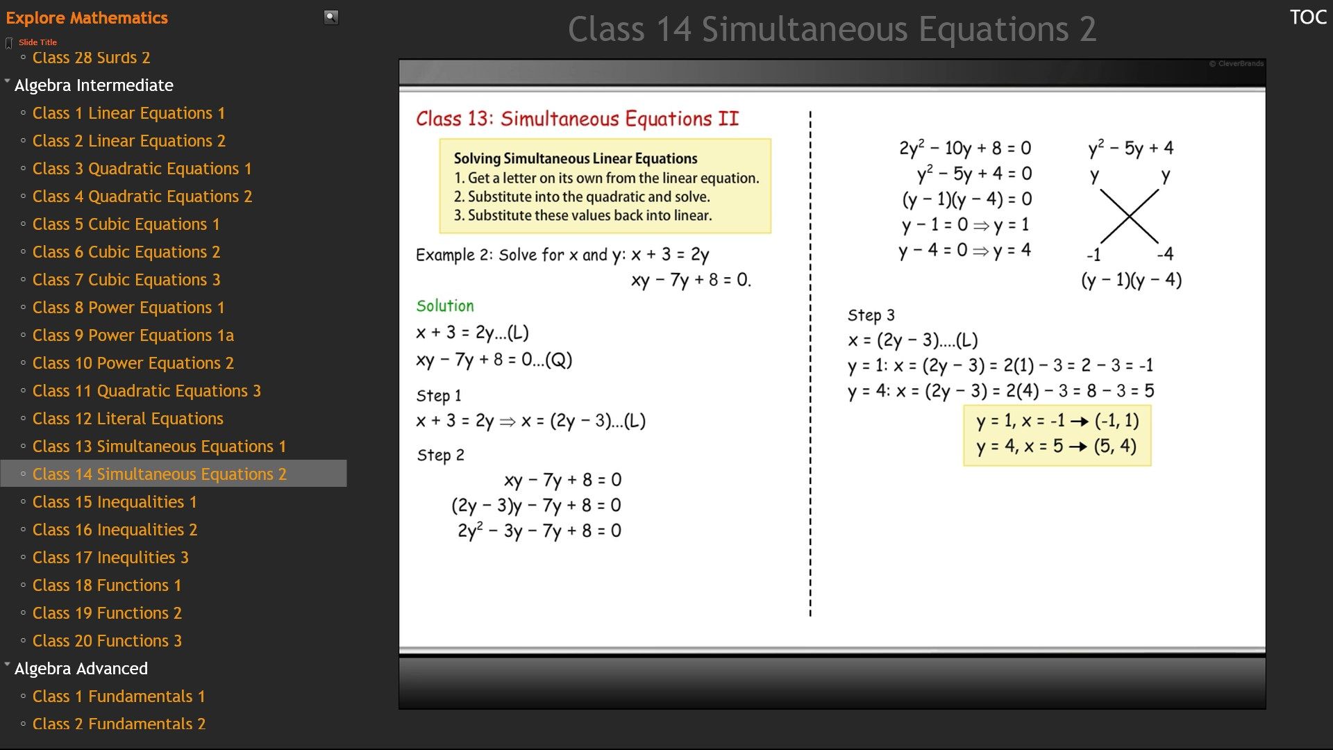 Simultaneous Equations.