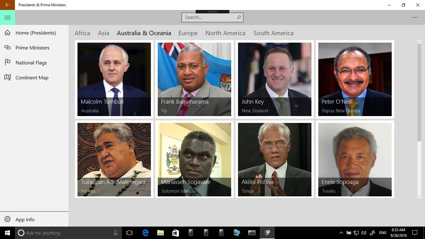 Australia & Oceania Prime Ministers Sample