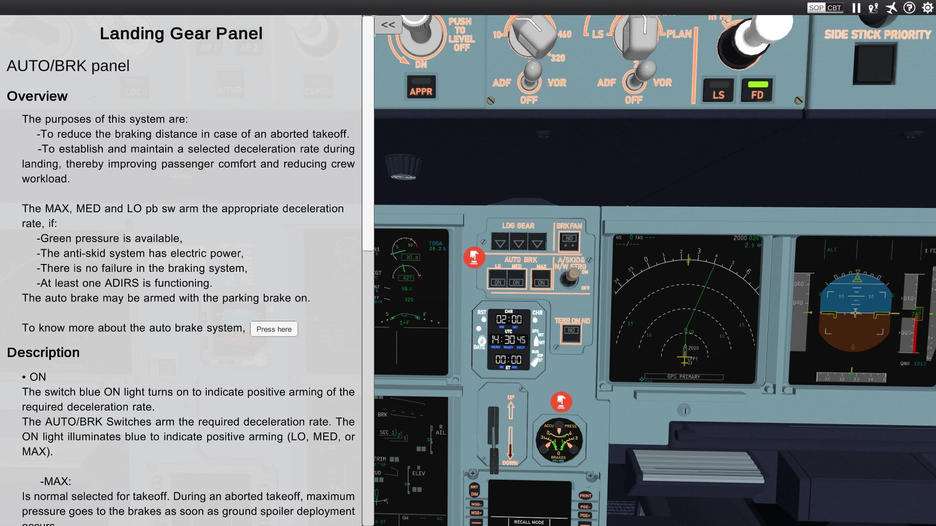 Cockpit Guide: AUTO BRK panel Cockpit button