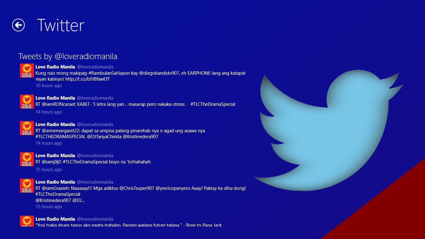 Twitter Feeds Page