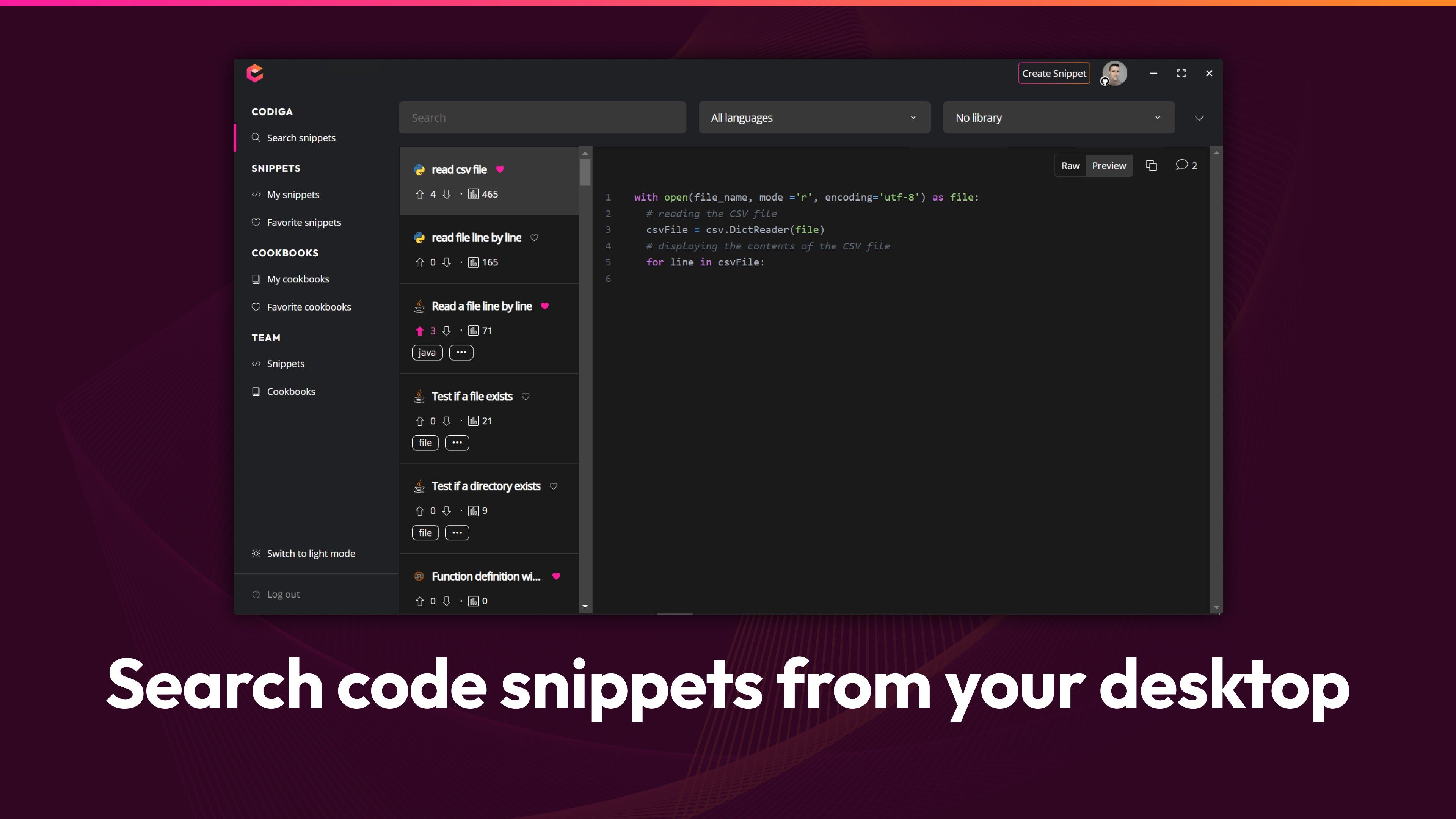 Codiga Code Snippets Manager