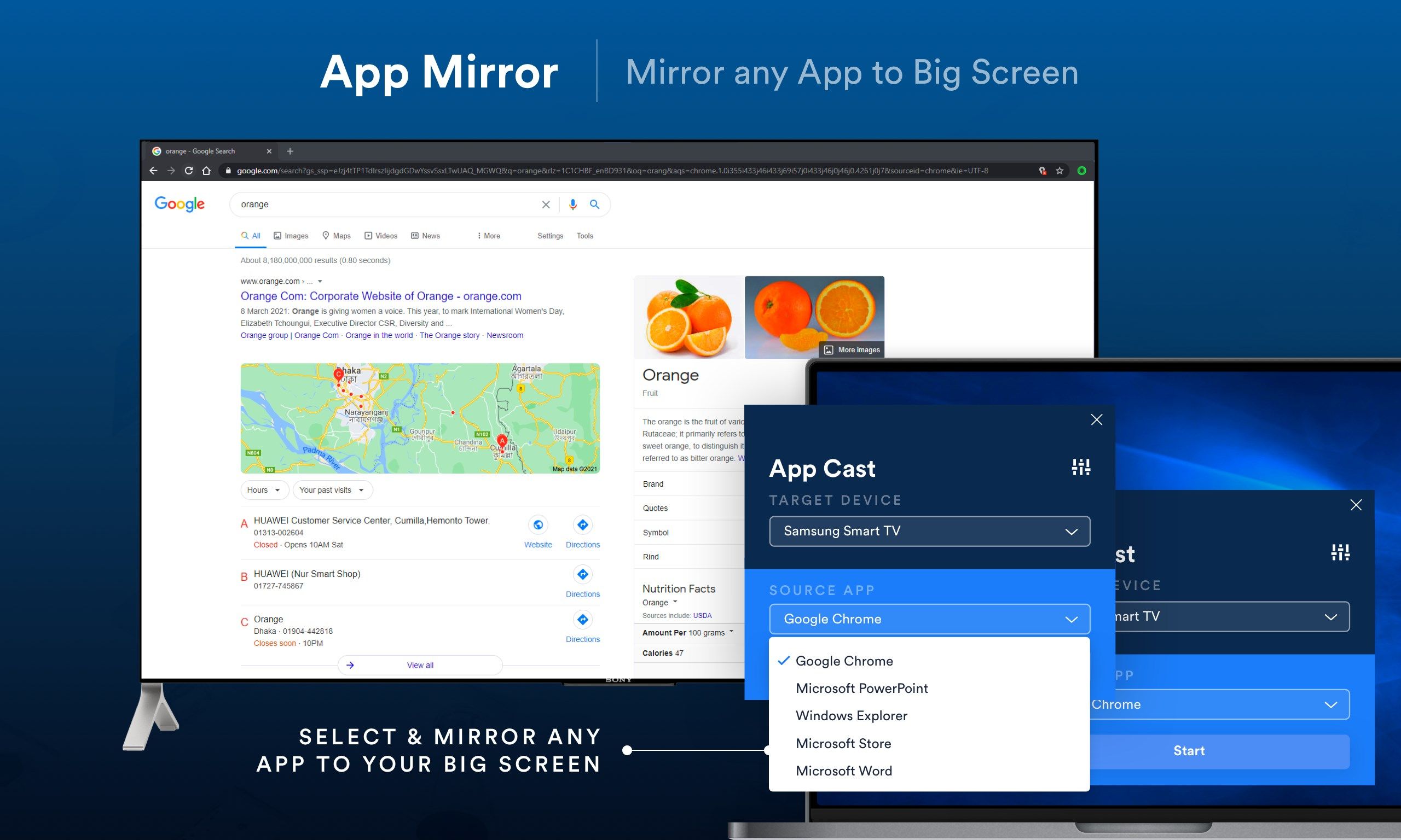 App Cast - Mirror Application to TV or Projector