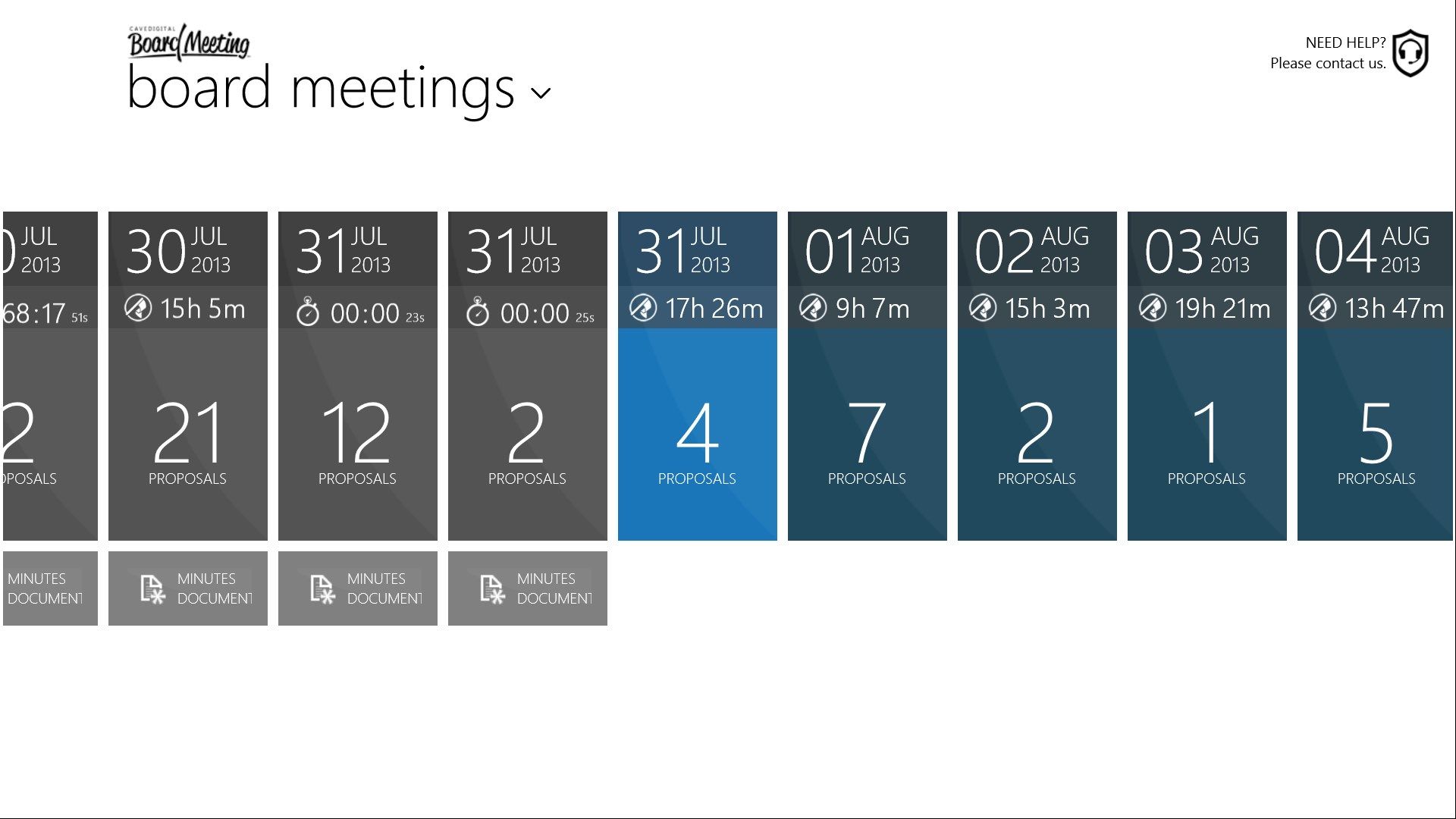 Navigate your board meetings with touch using a natural and intuitive timeline.