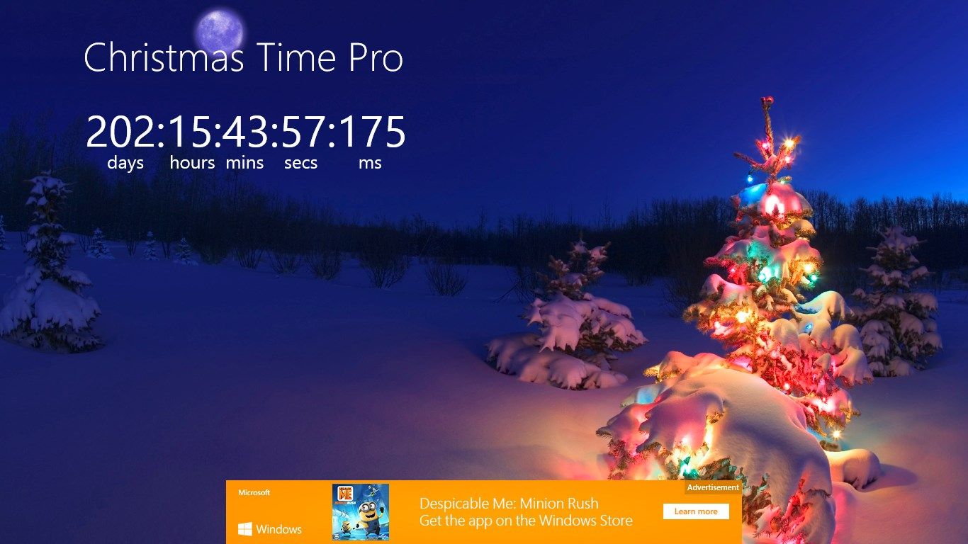Christmas Time Pro shows how many days, hours, minutes, seconds and even milliseconds until Christmas.