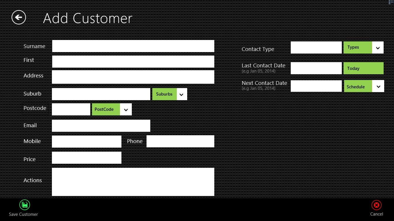 Easily add customers and their details.