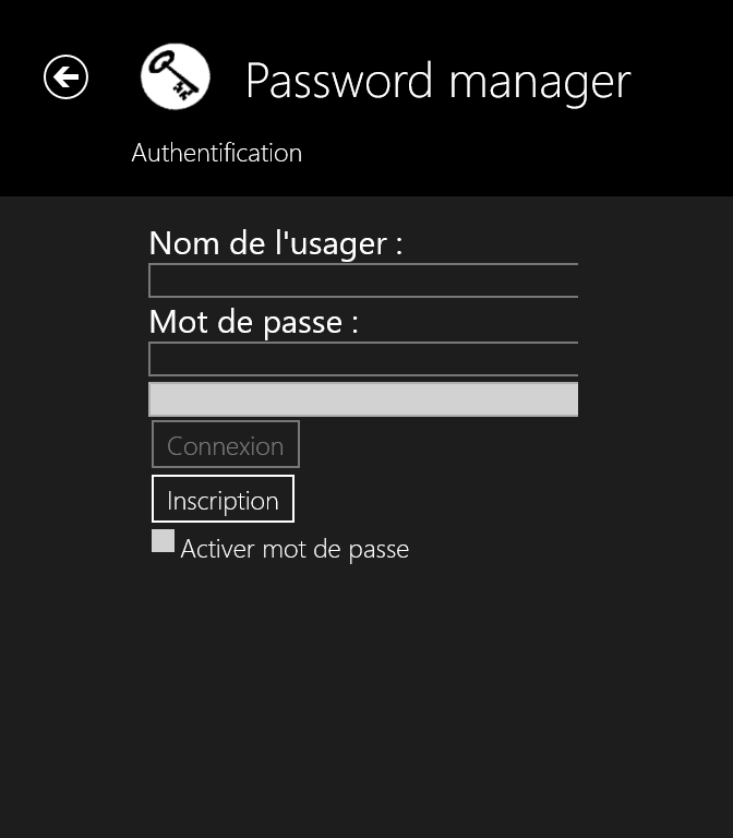 Ability to use a password to access the application.