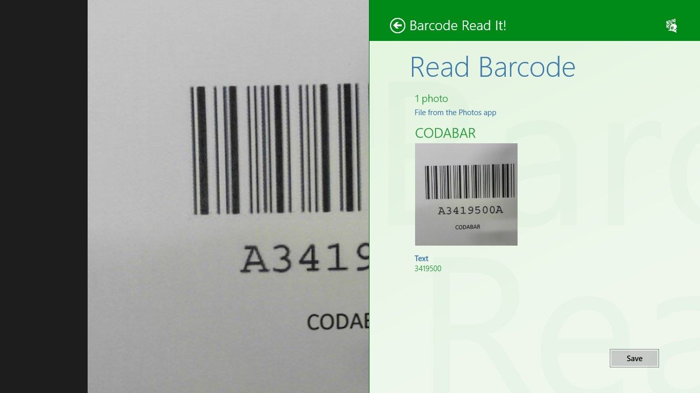 Read It! application may receive an image from another applications, and decode the barcode