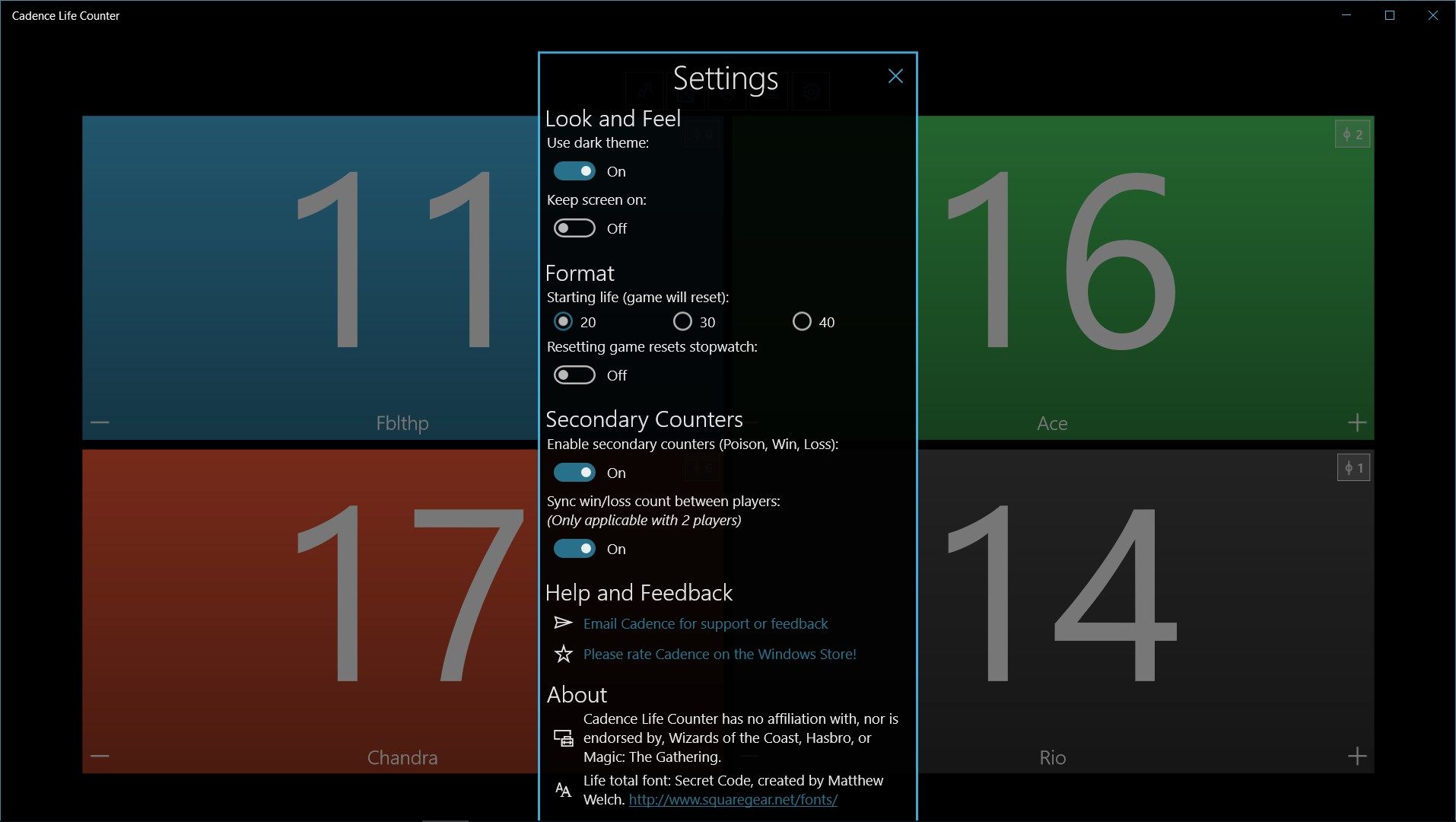 Customize app settings to fit your playstyle.