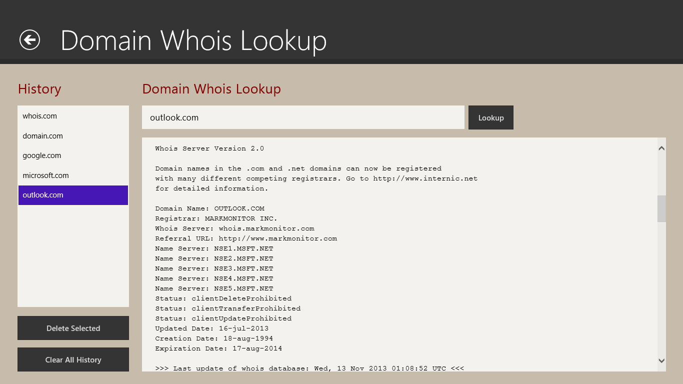 Domain Whois Lookup Tool
