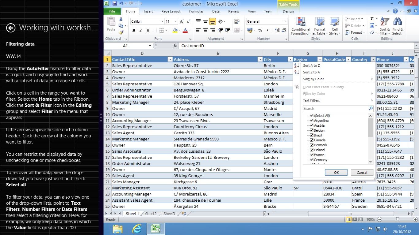 Working in Excel 2010 while using Mediaforma Video Training